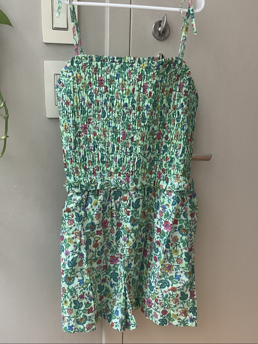 Polo by Ralph Lauren Green Floral Smocked Sundress for Girls